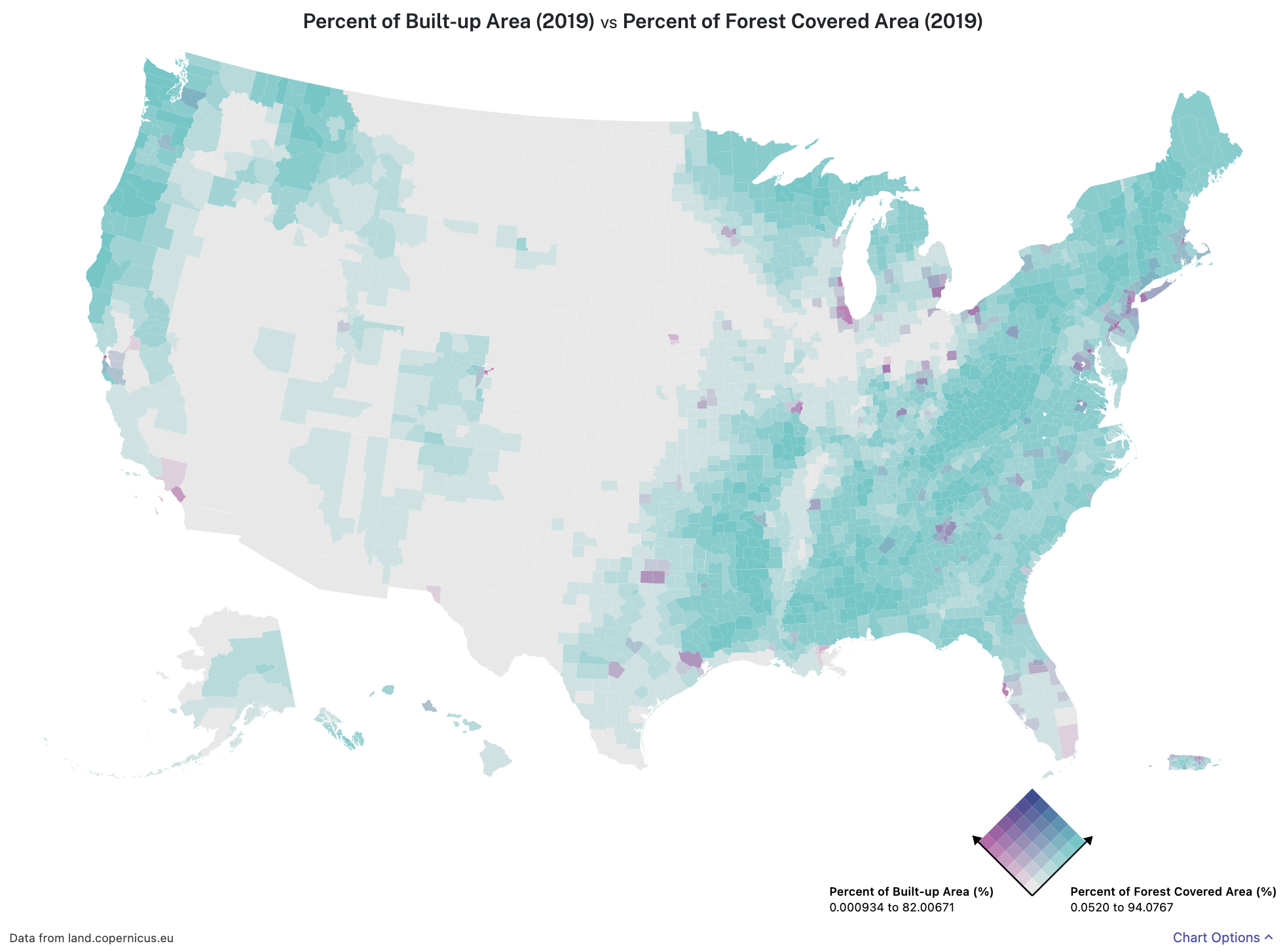 Forest covered are USA